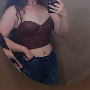 Brown Faux Leather Bustier Crop Top